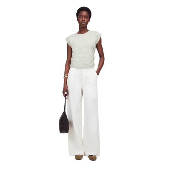 Madewell Dusty Celadon Stripe Side-Cinch Muscle Tee XS NWT - Picture 2 of 9